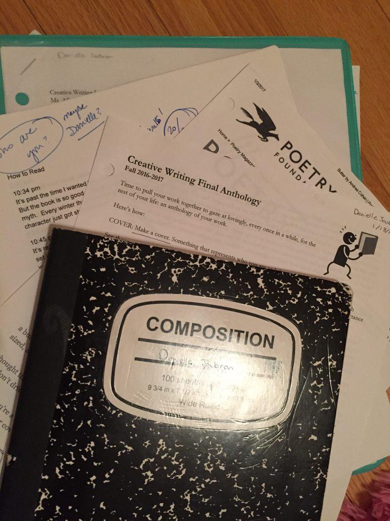 Freshman Danielle Joubrans creative writing binder. | submitted photo. 
