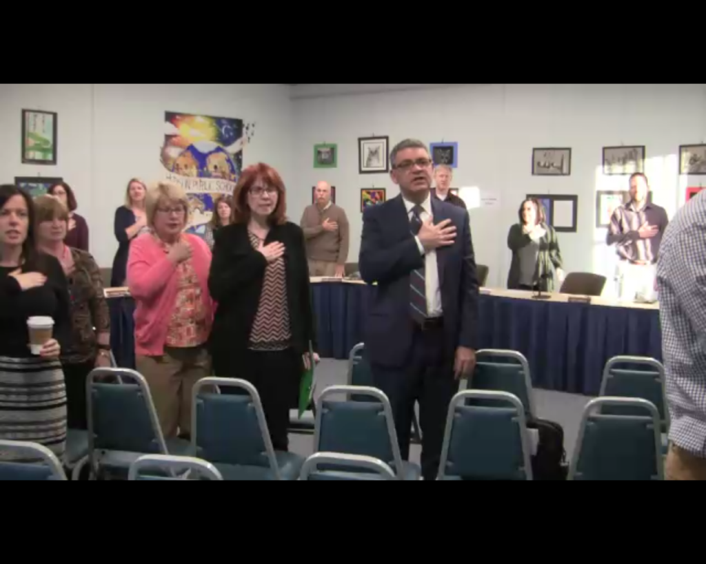 Rodrigues saying the Pledge of Allegiance at the 5/2/17 Committee Meeting, where he signed his contract. By| hud TV Live Stream 