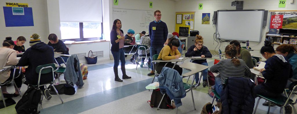 Local poets worked with students during a TASC advisory period at Contoocook Valley Regional High School. | by ConVal Staff