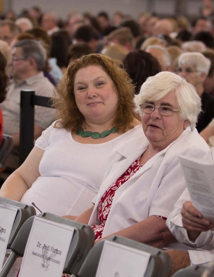 English teachers  Carol Hobbs and Susan Menanson attend the 2014 graduation ceremony. | Submitted photo