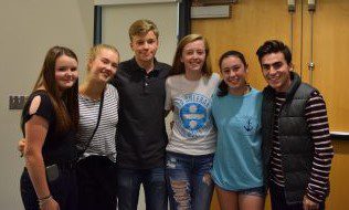 German students with their host students, from L-R: Angelique Christodulidi, Clara Schmucker, Matts Hamann, Maddie Hay, Caitlin Reagan and Ben Carme | Photo Credit: Caitlin Reagan