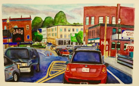 Painting of the Hudson Rotary from alumnus Kristine Young.  | The Big Red file photo