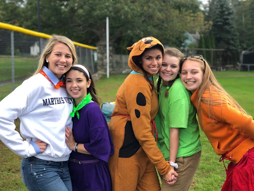 Girls group at Hawk Wars dressed as Scooby Doo characters. From Right, Jordyn Yates, Brianna Lento, Sophia Kovacs, Leah Chignon, and Megan Leahy.