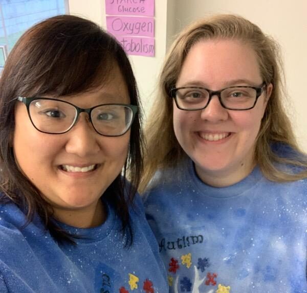 Para Katelyn Scully and Special Education teacher Kim Hilton show their support during Autism Acceptance Month | provided by Kim Hilton
