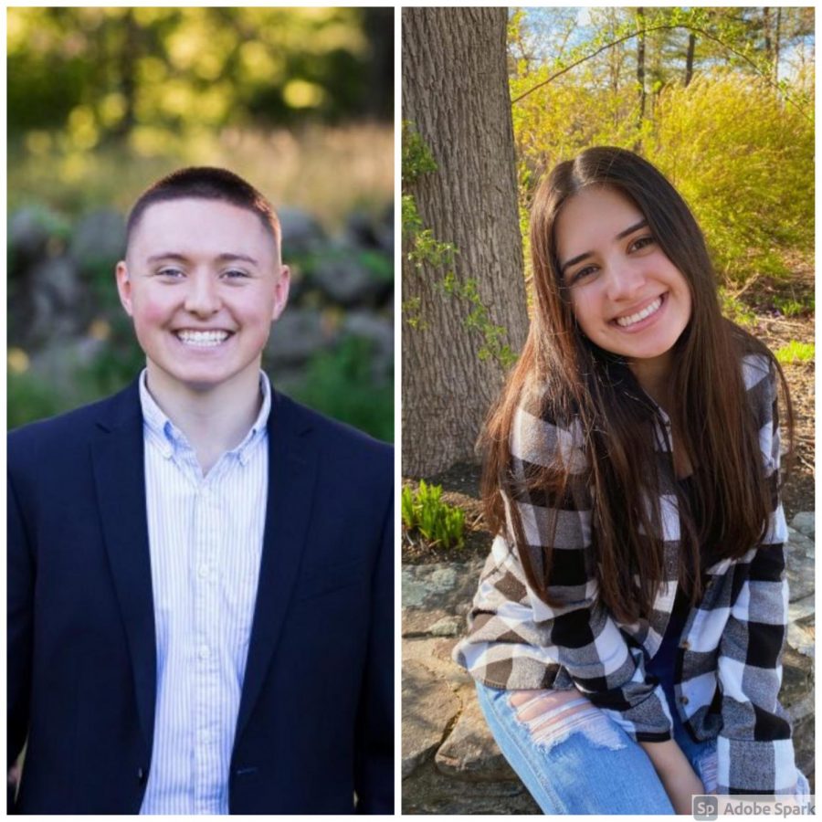Seniors Mikey Peckham and Emily Figueiredo both will attend Harvard this fall. This is the first time two students have been accepted to Harvard in the same year. The last time a male student was accepted was 2016 and the last time a female matriculated was in 2011 | photos provided by Hudson High Yearbook and Emily Figueiredo