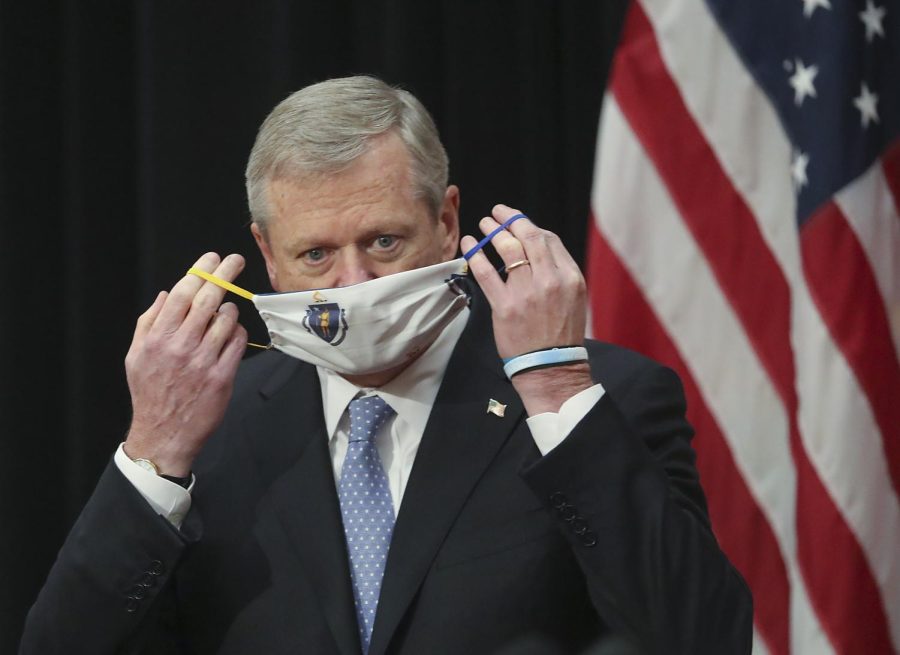 Governor Baker announced the end of the mask mandate in public schools for February 28 in a news conference on February 9 |Boston Globe file photo Matthew J. Lee