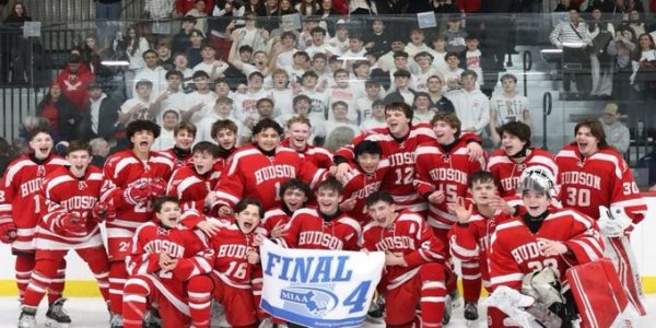 Hudson Hockey is on to Final Four with a 5-2 win over Hanover | photo provided by Worcester Telegram and Gazette