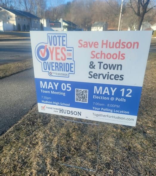 One of the lawn signs to vote yes for the override 