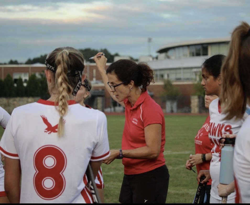 Coach Jennifer Wallingford during a practice. This year, Hudson cannot run the field hockey program because of low numbers| The Big Red file photo