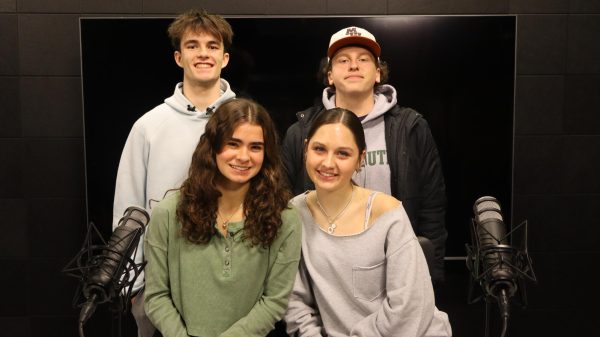 Caden Gaffny, Aiden Sousa, Alessandra Burnett and Makenna McGuire, the current anchors of Friday Morning Lights