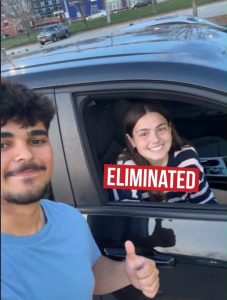 Gui Cury eliminates Taylor Attaway in her car | photo courtesy of HHS Senior Assassin 2026 Instagram