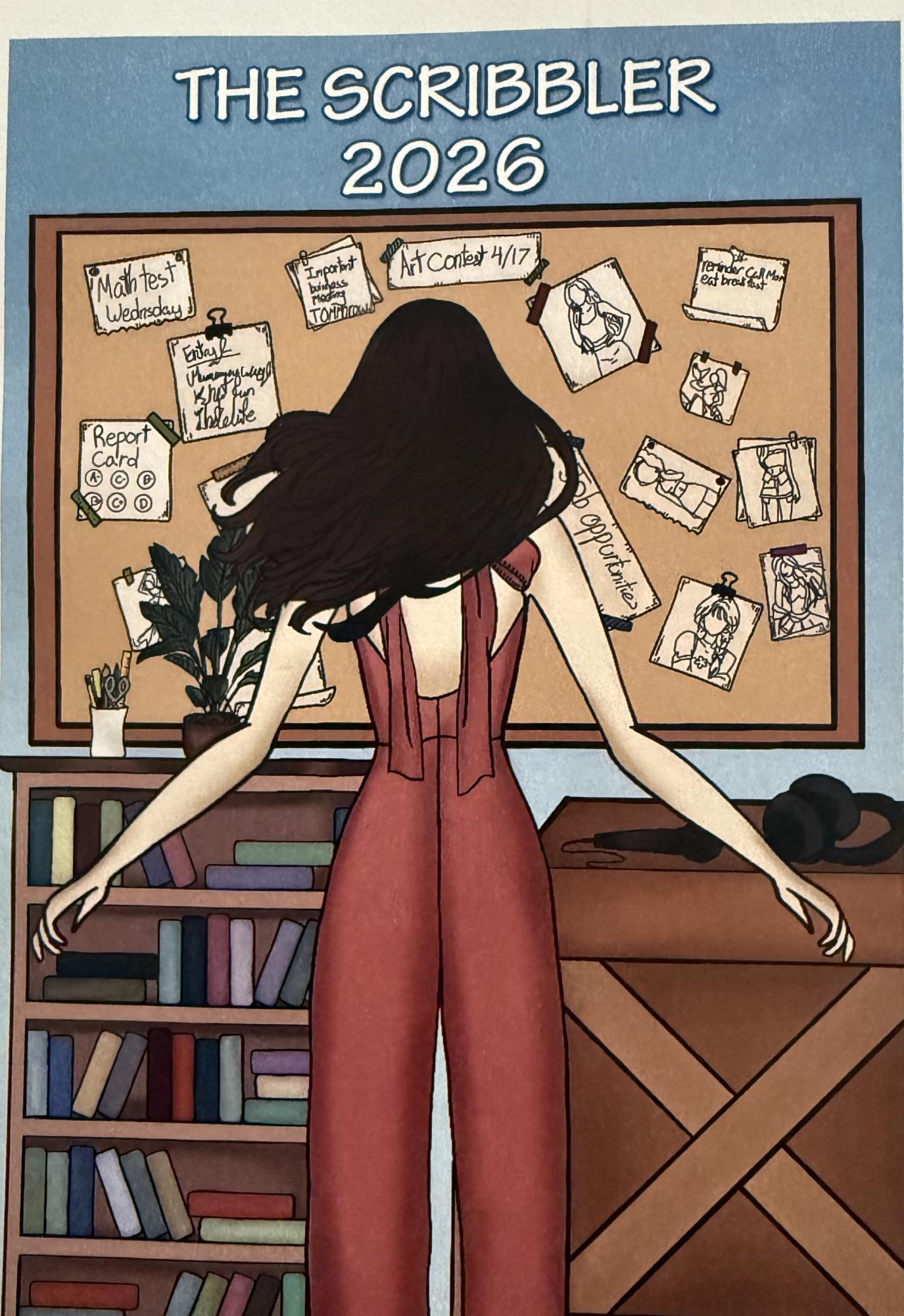 “Girl in Front of the Bulletin Board” by freshman Juliana Puleo | The Big Red file photo